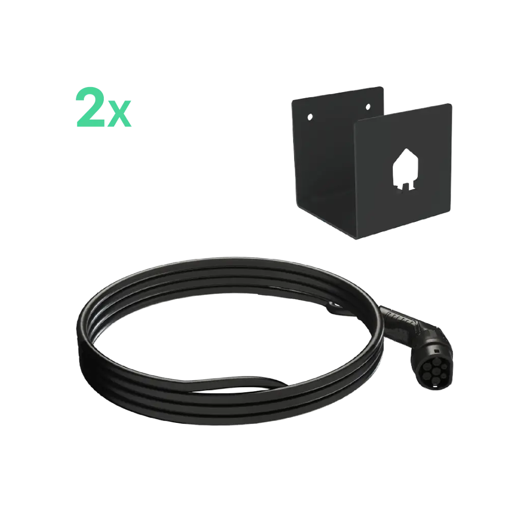 EV Dual Wall 2 x Type 2 Cable (5m) with cable holder (EVD-WALL-2C5)