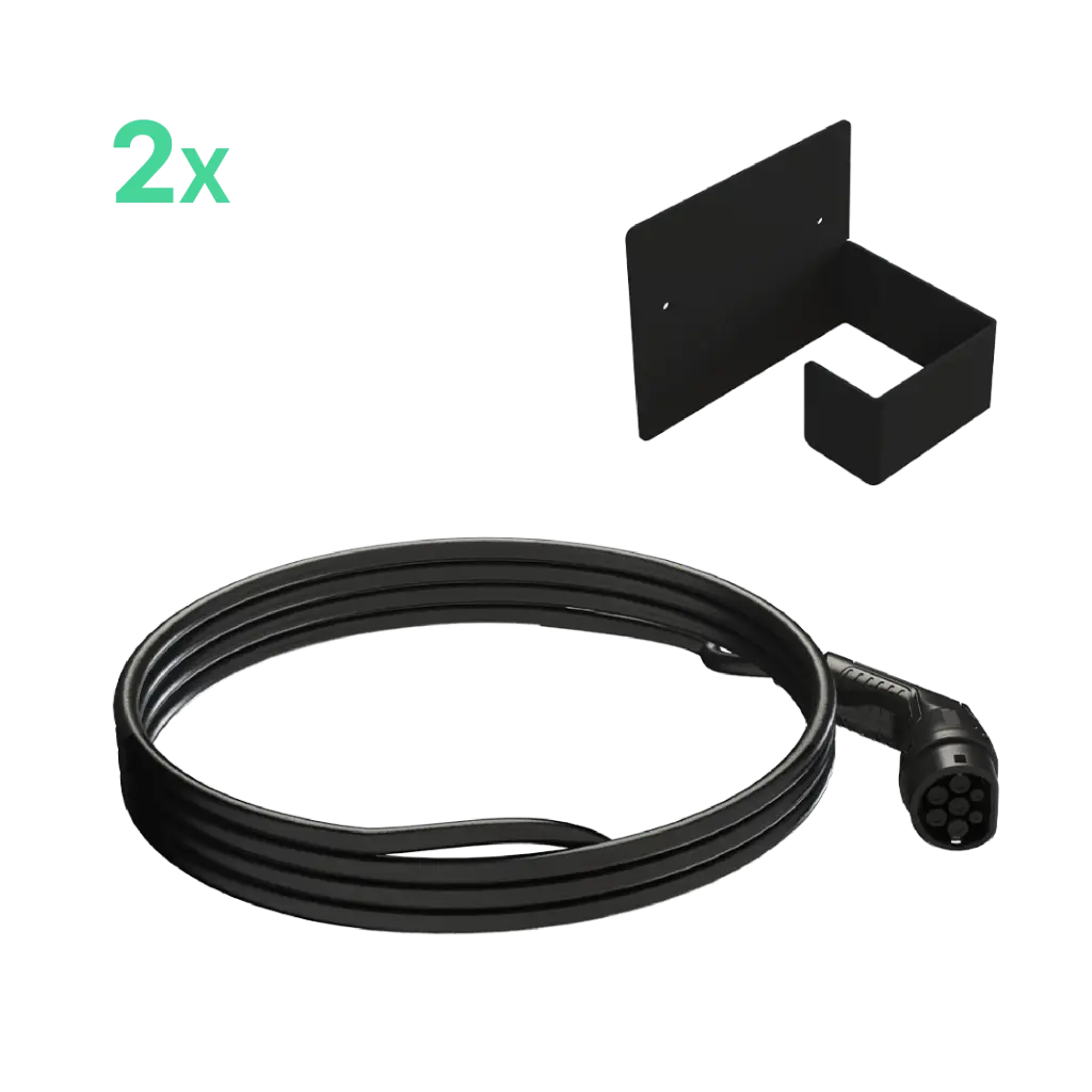 EV Dual Base 2 x Type 2 Cable (5m) with cable holder (EVD-FLOOR-2C5)