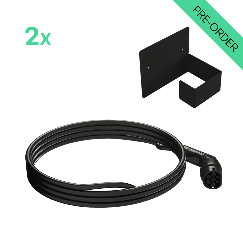 EV Dual Base 2 x Type 2 Cable (5m) with cable holder (EVD-FLOOR-2C5)