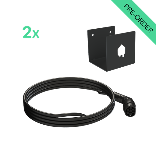 [0032915] EV Dual Wall 2 x Type 2 Cable (5m) with cable holder (EVD-WALL-2C5)